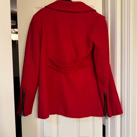 Black Rivet Red Peacoat Size S - Picture 5 of 7
